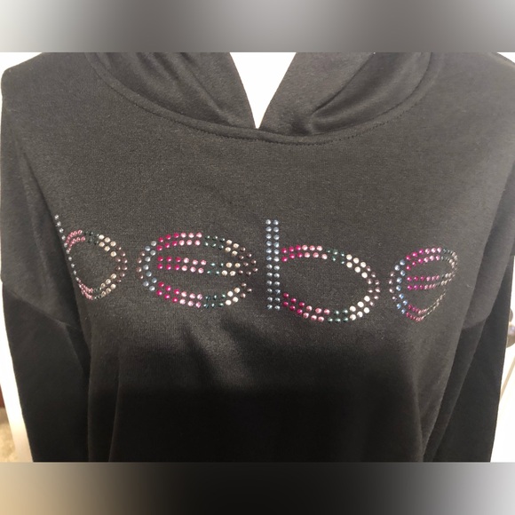 Bebe Black Hoodie with Rhinestone Logo - Picture 2 of 7